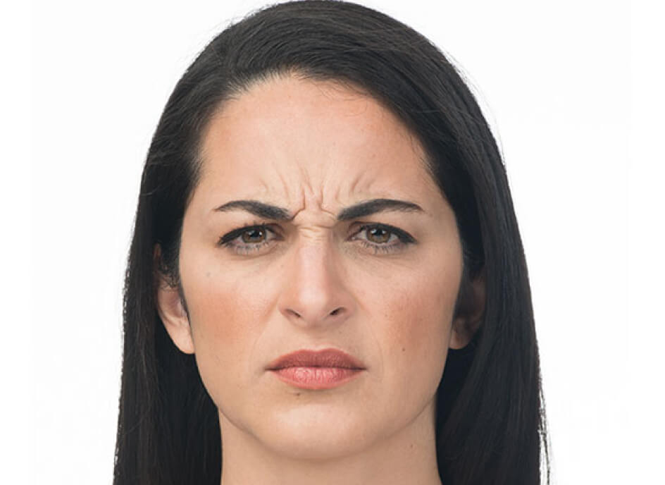 woman with wrinkles because she's getting mad