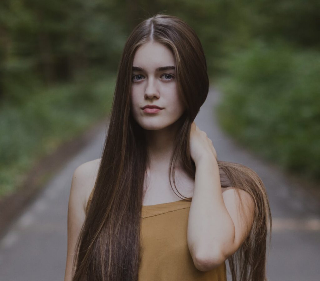 young woman with long and healthy hair